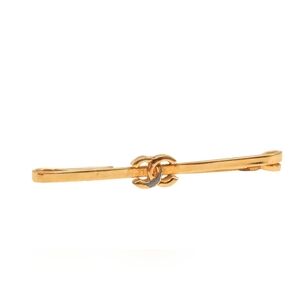 Chanel CC Logo Bar Pin Gold Tone Brooch Authentic 90s